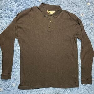 VINTAGE BCC Blues Polo Shirt Size Medium Mens Long Sleeve 100% Cotton Gray